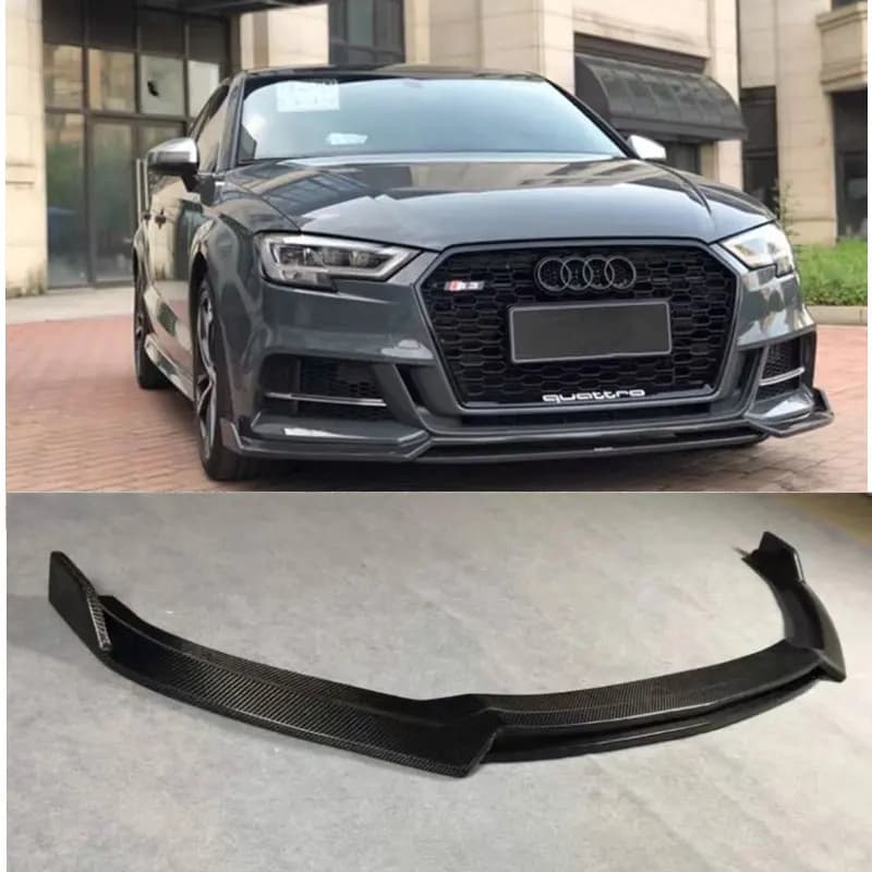 Real Carbon Fiber Front Bumper Lip Splitters Aprons Cup Flaps For Audi A3 S3 RS3 2017 2018 2019 2020 2021 Body Kit