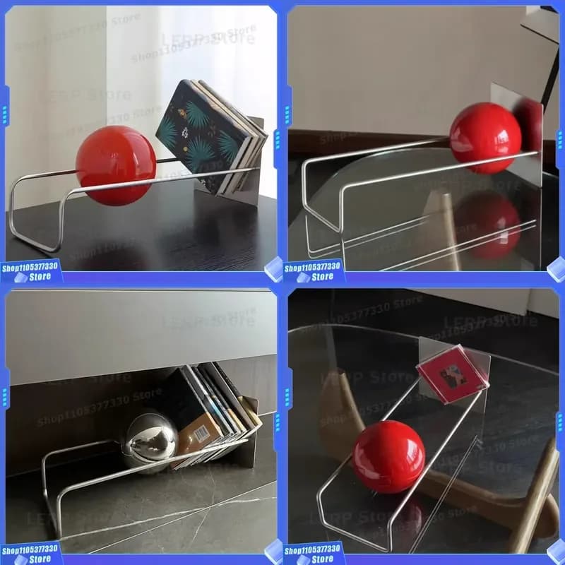 Modern Bauhaus Style Stainless Steel Line Bookshelf Japanese Creative Floor Standing Storage Rack for Living Room Home Decor