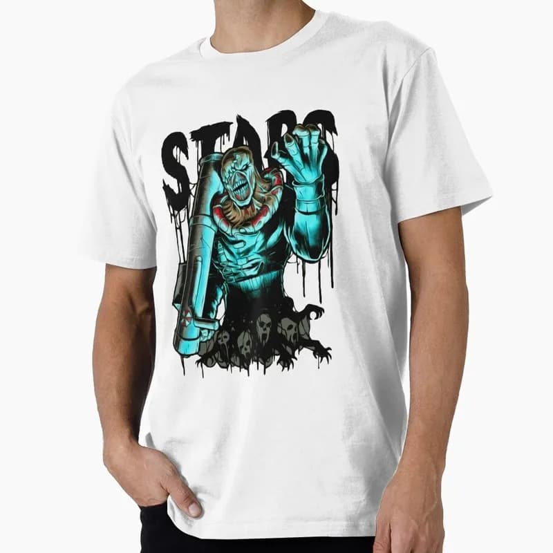 Vintage Resident Evil Nemesis Stars T‑Shirt Biohazard RE3 Horror Movie Game Graphic Print Tee Retro Unisex Streetwear Tops