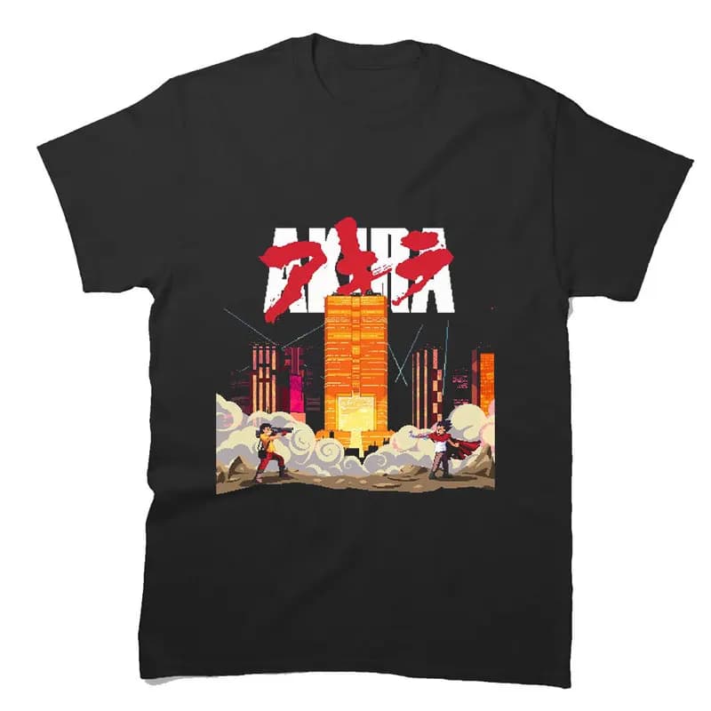 Akira Cyberpunk City Explosion Gift T‑Shirt Katsuhiro Otomo Retro Manga Shotaro Kaneda Neo‑Tokyo Anime Print Short Sleeve Tops