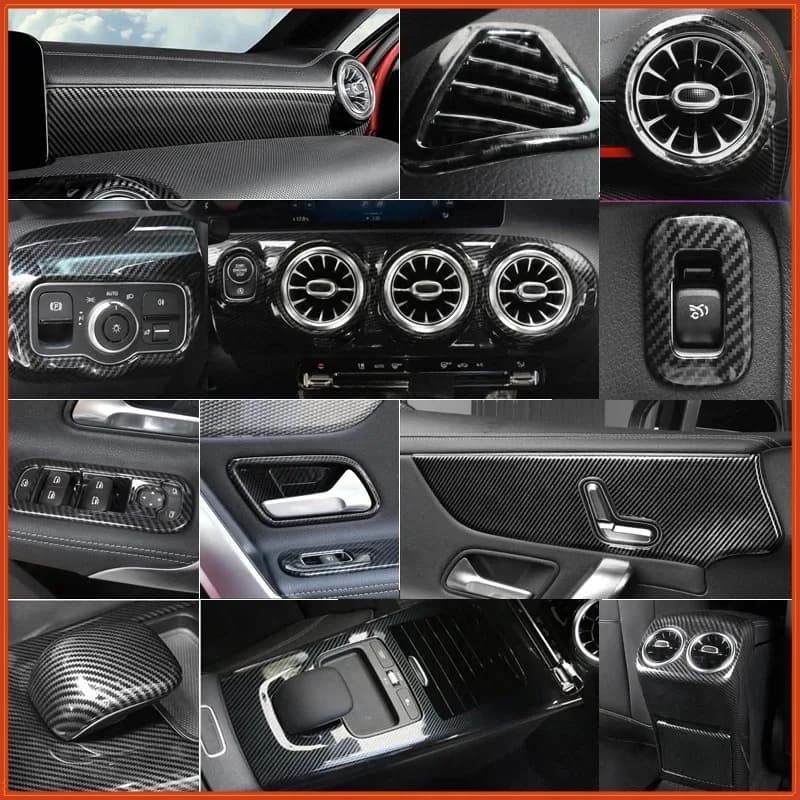 For Mercedes-Benz A-Class W177 V177 A180 A200 A250 Car Center Console Air Vent Cover Carbon Fiber Pattern Interior Accessories