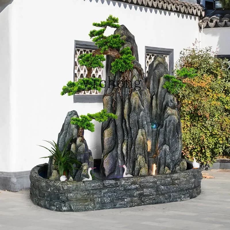 L14-  Large Rockery Water Fountain Ornament Fish Pond Floor Ornament Decoration