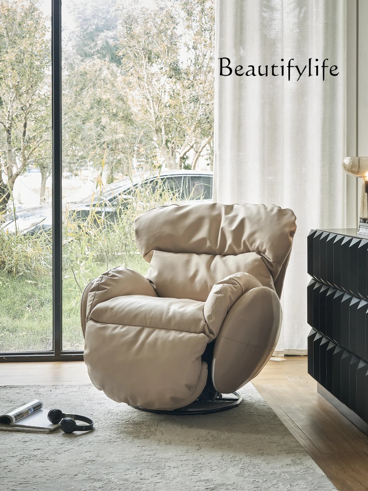 Single sofa Electric multi-functional living room Rotating sofa chair Balcony rocking chair Bedroom leather