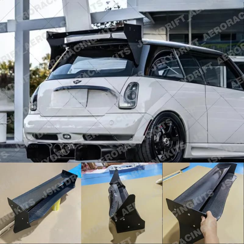 For Mini Cooper S R53 Rear Roof Spoiler Wing With Aluminmum End Cap Carbon Fiber