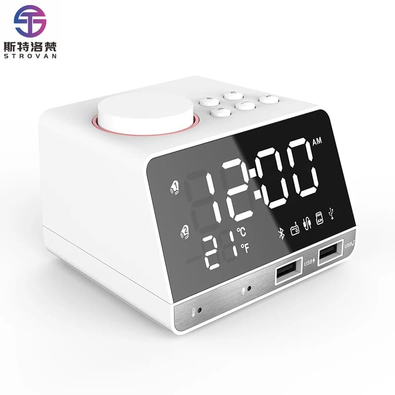 2026 NEW Alarm Clock Phone Charging Dock Station Speaker Wireless Support AUX Cable TF Card for Bedroom Student and Hotel