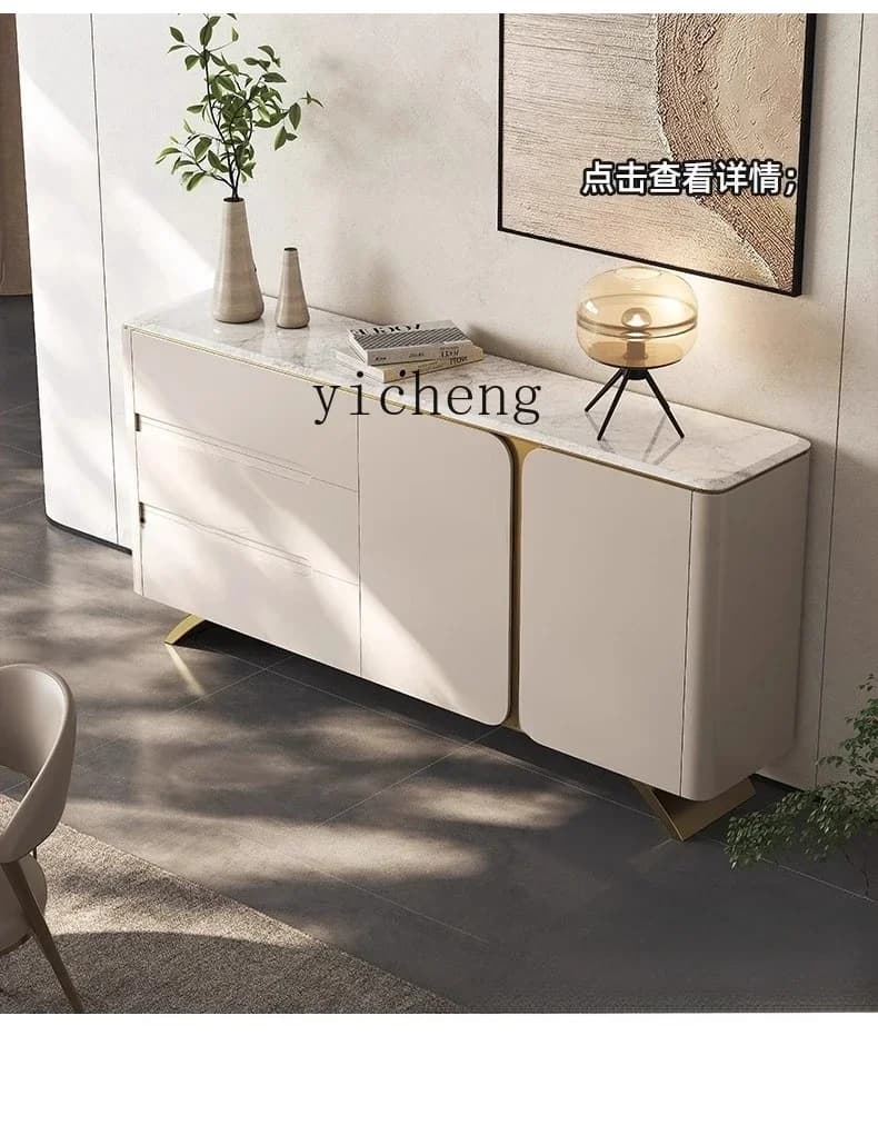 D27 Light Luxury Solid Wood Dining Side Cabinet Restaurant Household Marble High-end Locker Storage Entrance Cabinet
