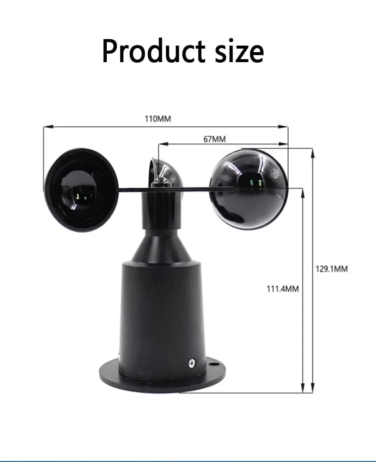 Pulse RS485 4-20mA 0-5V 0-2V Output Plastic 3 Cup Anemometer Weather Station Wind Speed Sensor