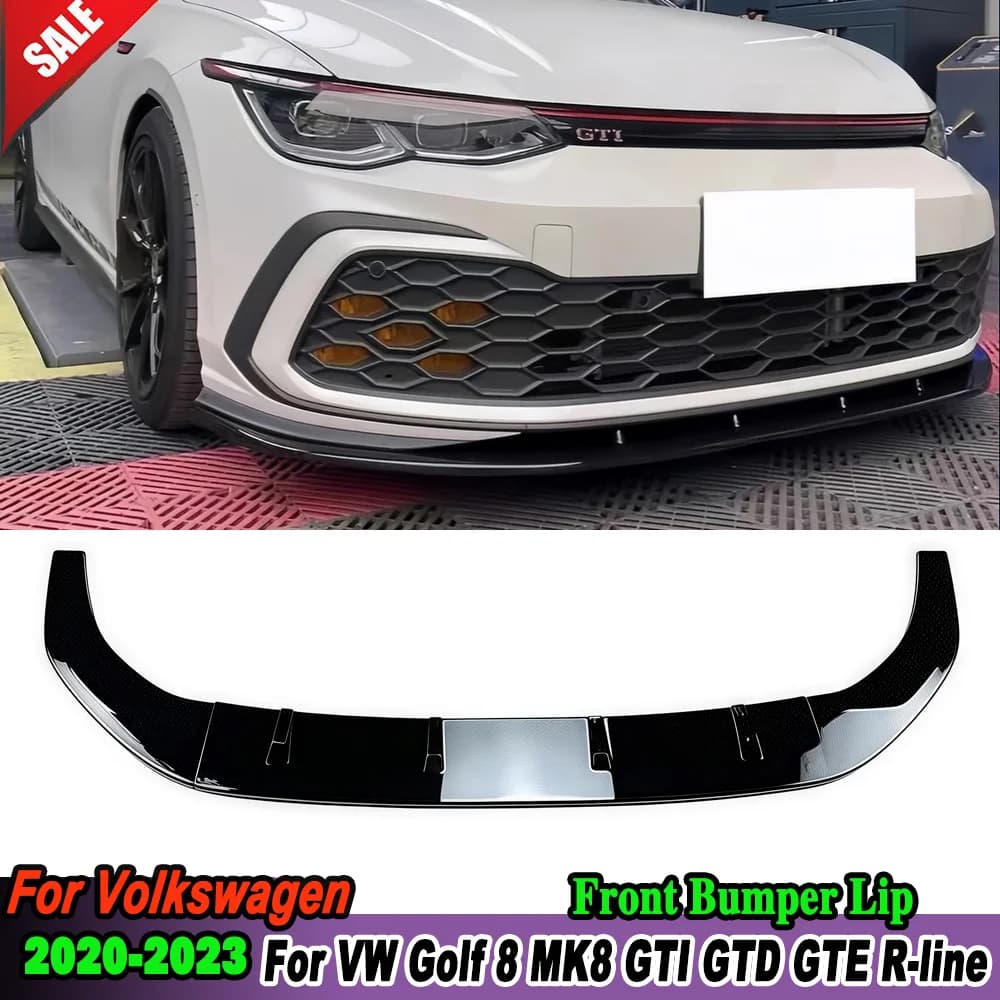 Car Front Bumper Lip Splitter For VolksWagen VW Golf 8 MK8 GTI GTD GTE R-line 2020 2021 2022 2023 Spoiler Lip Diffuser Body Kit