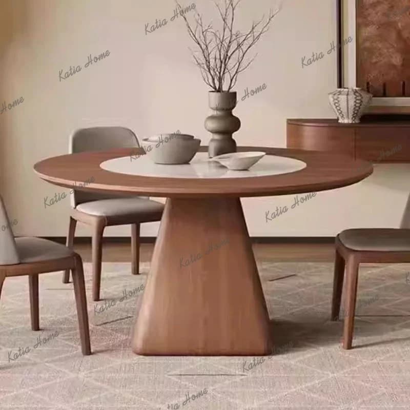 LD Embedded Rock Dining Table Electric Turntable Invisible Induction Dining Table Warming Home Furniture