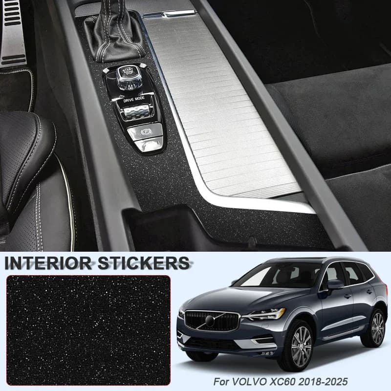 Car Carbon Black Interior Sticker Lifting Window Panel Decal Gear Door Protective Film Accessories For VOLVO XC60 2018-2025 LHD