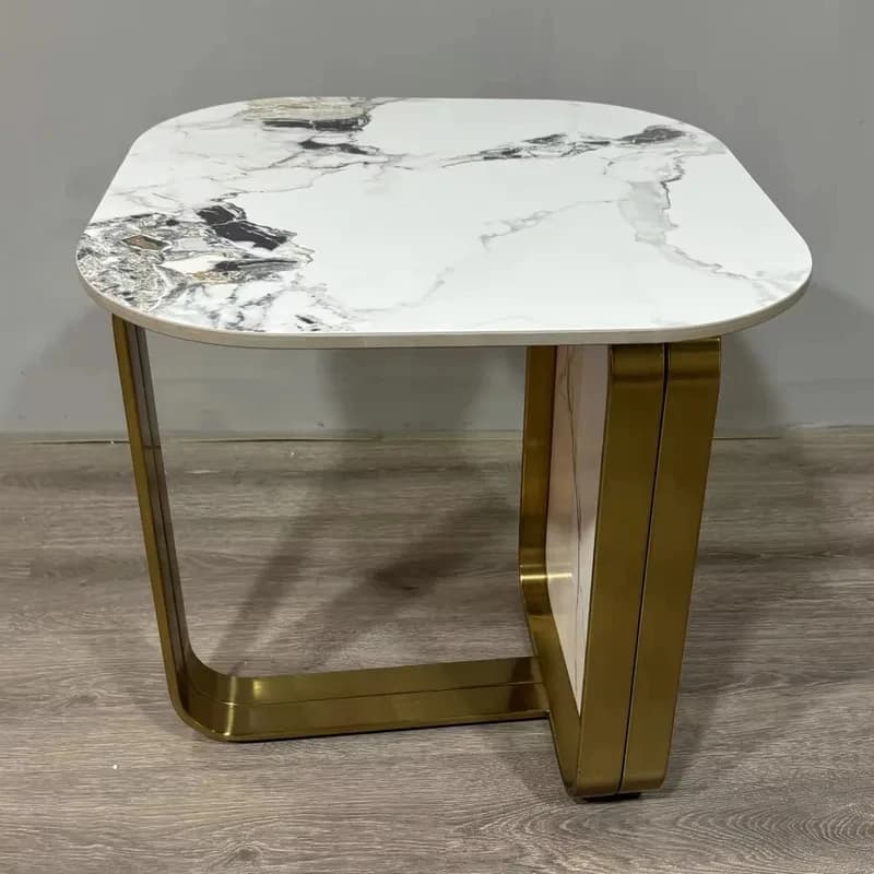 Contemporary Nted Set Gold Stainls Steel Petak Sintering Stone Top Modern Side Tle Home Decor