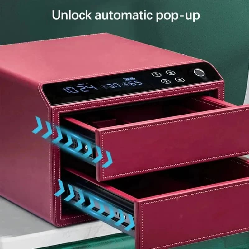 high quality ligent Fingerprint Drawer Safe Full Steel Double Layer Large Capacity Theft Prevention