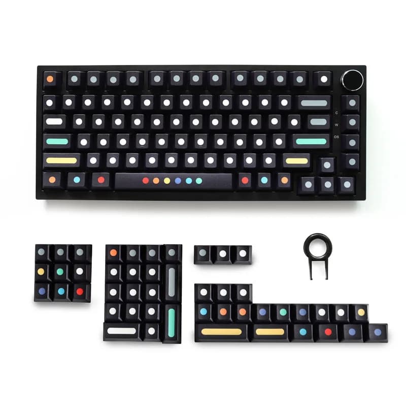 Black Dot Keycaps Suitable for Customized Mechanical Keyboard Keycaps 129 Keys Dot Personality Theme