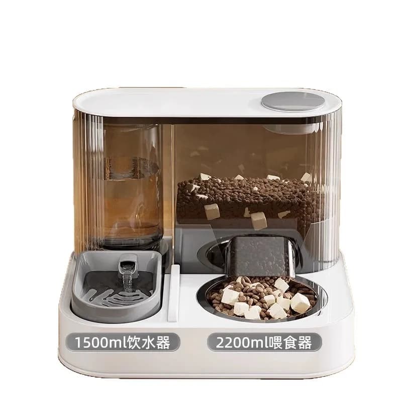 Pet stainless steel automatic feeder water dispenser integrated