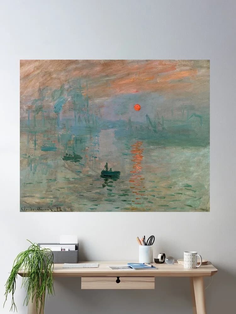 Claude Monet Impression, Sunrise, Print Art Canvas Poster, For Living Room Decor Home Wall Picture