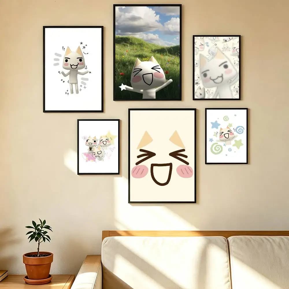 INS Cute Toro Cat Poster High Quality Dorm Living Room Aesthetic Wall Decoration Painting Stickers Gift