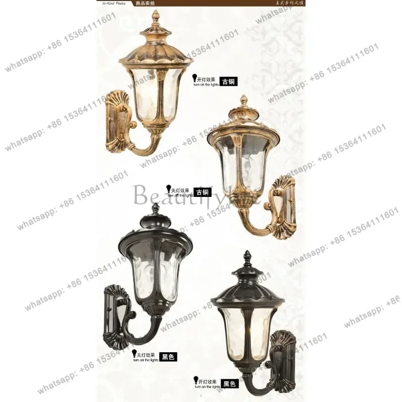 Outdoor wall lamp waterproof outdoor creative garden lamp European retro villa balcony solar door lamp
