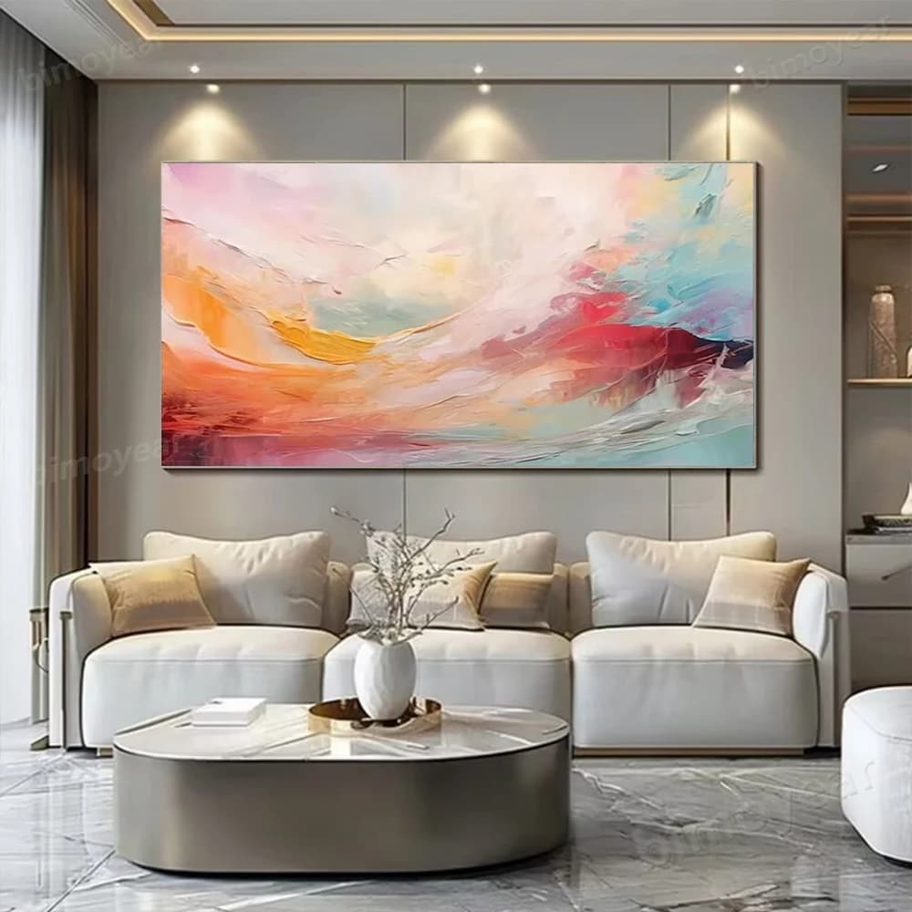 100% Hand Painted Abstract Oil Painting color Wall Art Picture On Canvas Vibrant aesthetic Mural For Living Room Decor Paint