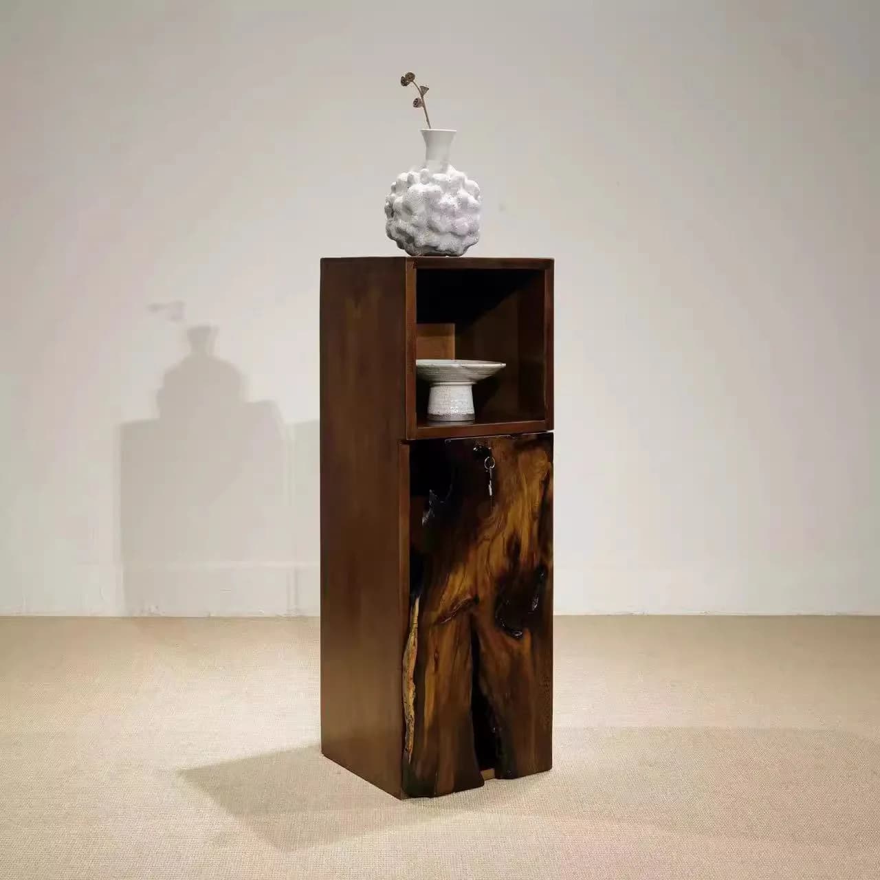 LH Home Living Room Standing Cabinet with Unique Panel Solid Wood Small Apartment Use