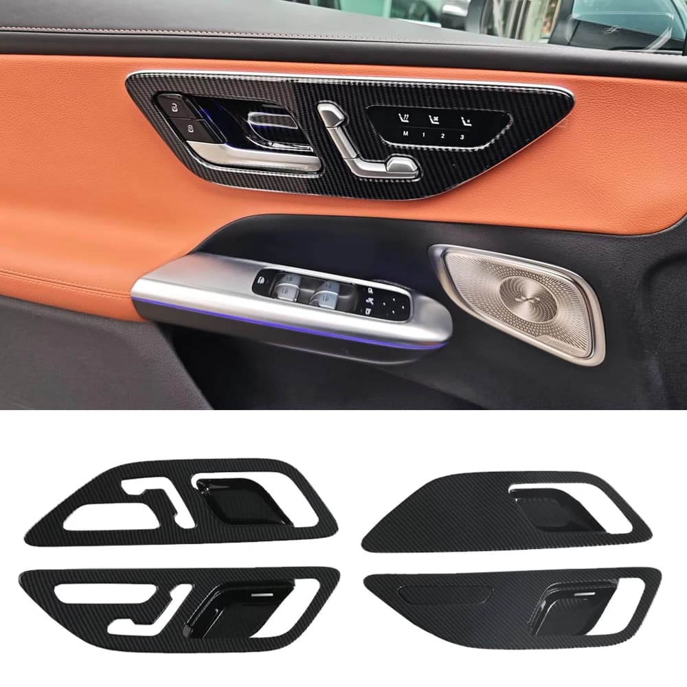 For Mercedes-Benz GLC 2024 2025 Car Inner Handle Bowl Cover Accessories Interior Handle Frame Protector Trim Auto Stickers