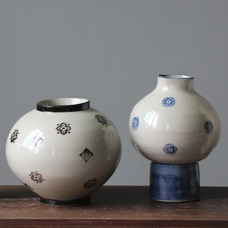 Blue and White Porcelain Ceramic Vase Hydroponic Flower Container Ceramic Flower Pot Display Cabinet Ornaments Flower Inserts
