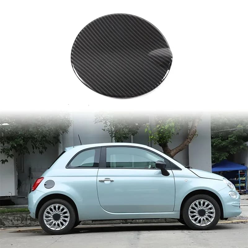 For Fiat 500 2016+ ABS carbon fiber style car fuel tank cap decorative sticker exterior protection accessories