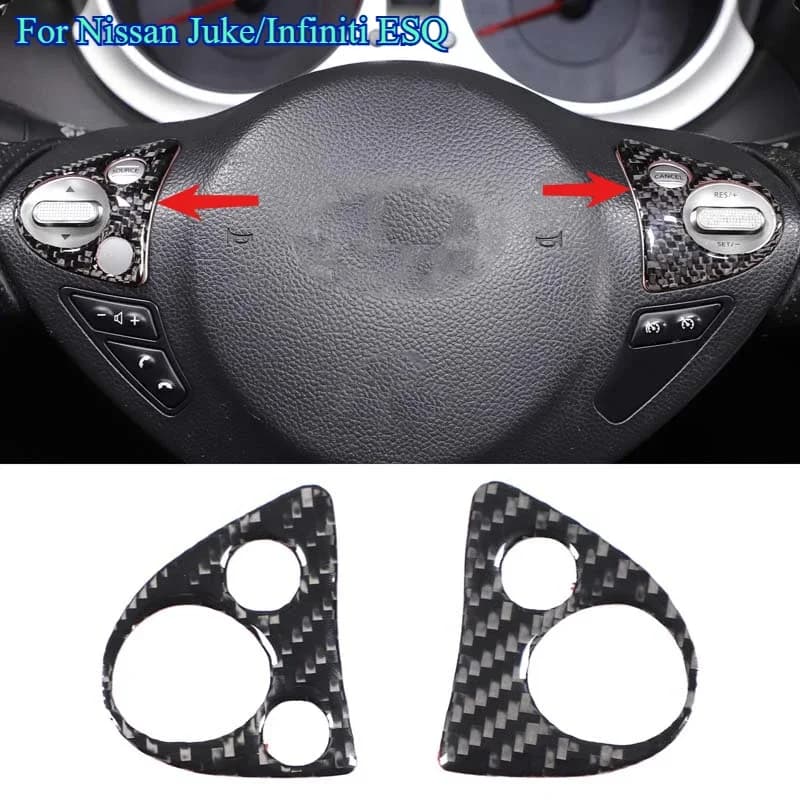 For Nissan Juke F15 2011-19 Soft Carbon Fiber Car Steering Wheel Button Frame Cover Trim Sticker Interior Car Accessories