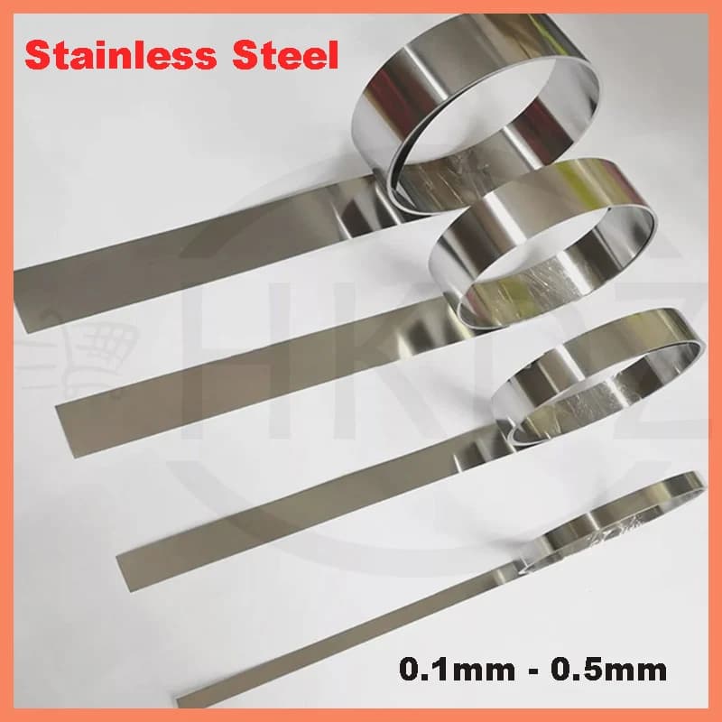 1M&5M 304 Stainless Steel Strip Sheet Thickness 0.1-1mm Steel Coil Steel Plate Width 10-100mm 0.1/0.2/0.25/0.3/0.5/0.6/0.8/1mm