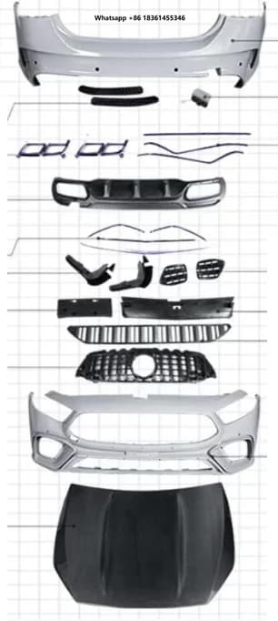 For 19-21  a Class W177 Upgrade  GT Rear Bumper Full Set Body Kits STLF Body Parts Front Bumper With Grille
