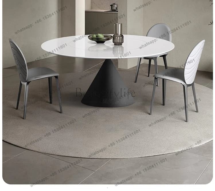 Italian simple luxury jade spar dining table light luxury high-end modern fashion round dining table simple