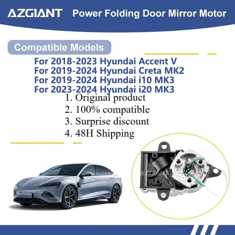 AZGIANT For Hyundai Accent V/Creta MK2/i10 MK3/i20 MK3/ix25 MK2 SIDE WING MIRROR FOLDING MOTOR module Motor assembly car parts