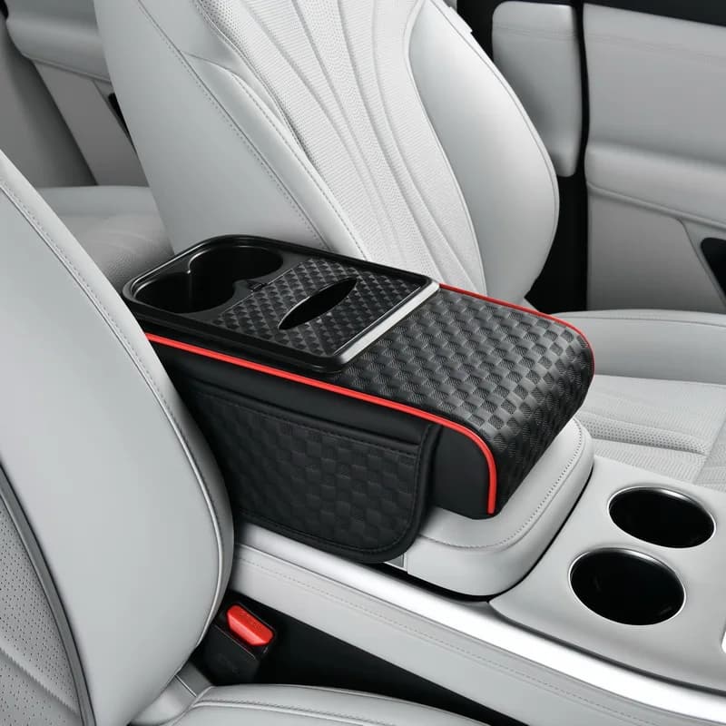 Car Armrest Pad Center Console Heightening Vehicle Armrest Box Pad PU Leather Armrest Protection Pad Storage Bag