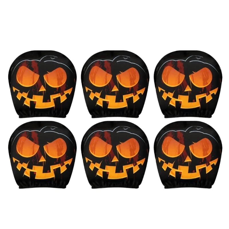 U13C Lively Evil Pumpkins Design Car Headrest Covers Polyester Fabric Wear Machine Washable Car Pillowcase for Long Trip