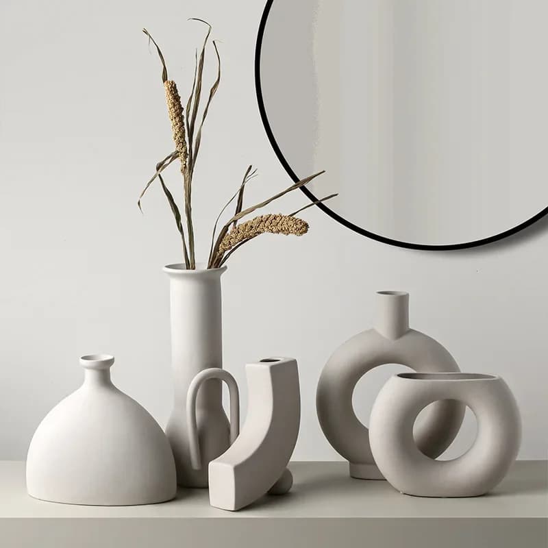 Wabi-Sabi Style Vase,Ceramic Flower Vase,Elegant Living Room Dried Flower Arrangement,Home Decor,Jingdezhen Ornament