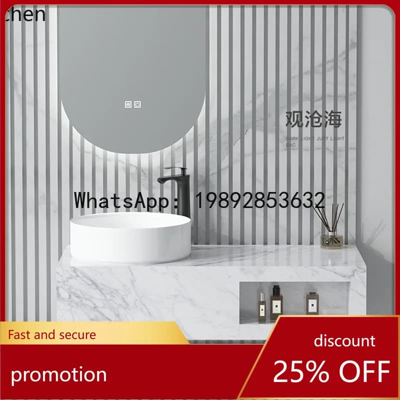 YFY  Luxury Stone Slab Bathroom Cabinet Wall-Mounted Washbasin Bathroom Sink Bathroom Cabinet