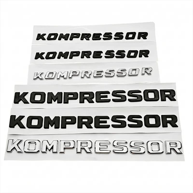 3D KOMPRESSOR Emblem Badge Letters For Benz W203 W204 W211 W210 C SLK Class ABS Glossy Black Chrome Trunk Logo Decal Accessories