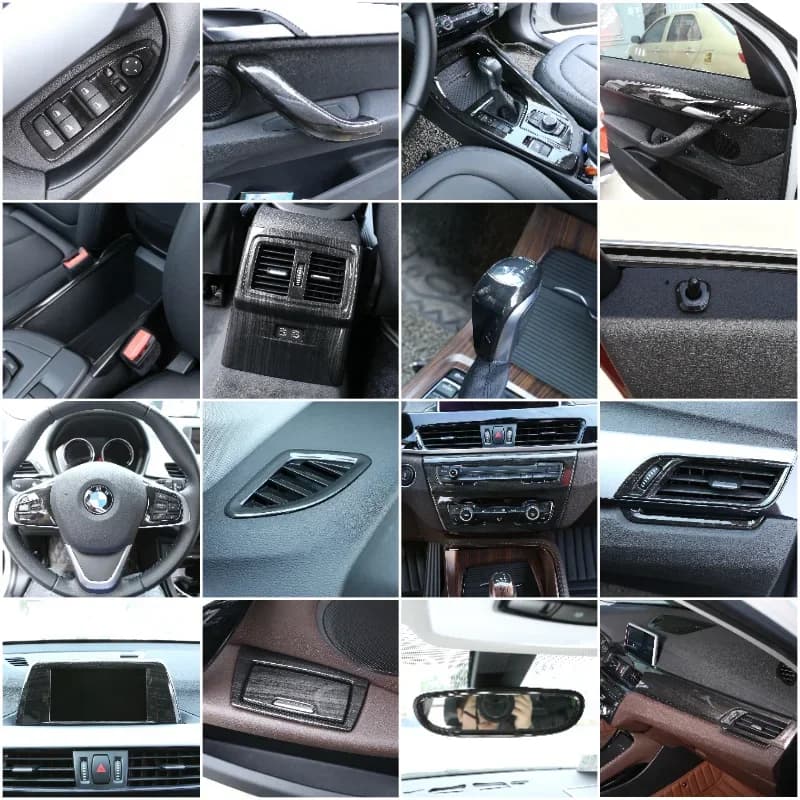 For BMW X1 F48 2016-2022 ABS Black Wood Grain Car Gear Panel Rear Air Vent Frame Cover Trim Interior Car Accessories