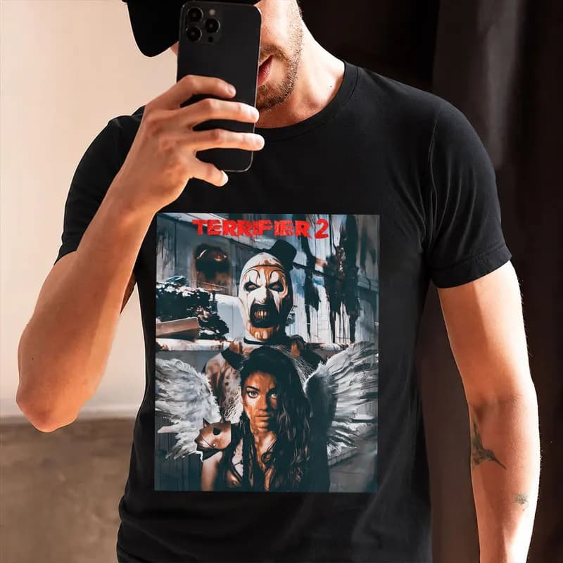 Retro Horror Movie Terrifier Art The Clown Killer Scary Halloween Gift T Shirt 0912 Short Sleeve Graphic clothes All size tops