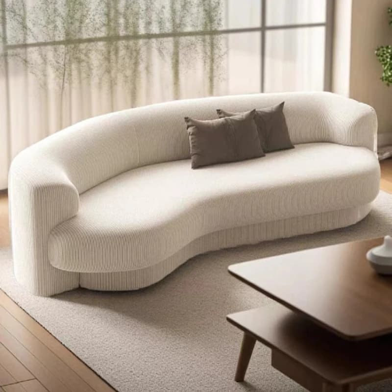 1Fabric Living Room Sofas European Beige Italian Curved Luxury Couch Double Modern Designer Divano Soggiorno Home Furniture