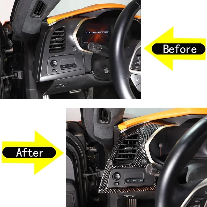 For 2014-19 Chevrolet Corvette C7 soft carbon fiber car styling left air conditioner outlet panel frame car interior accessories