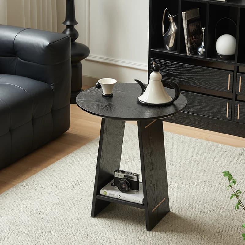Nordic Solid Wood Round Side Table Space-Saving Modern End Table for Sofa & Living Room Minimalist Luxury Corner Furniture