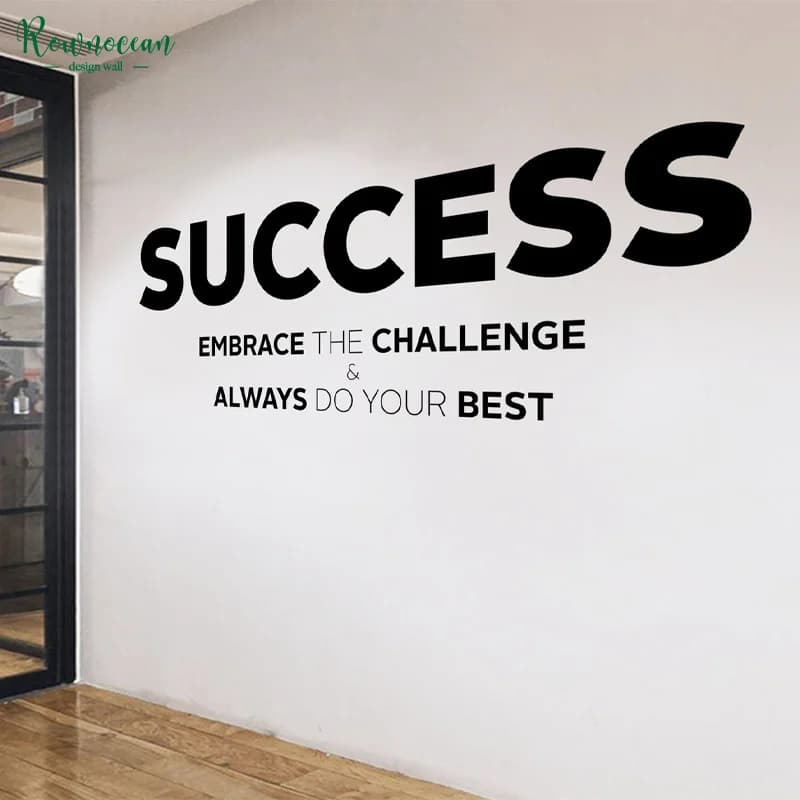 BIG OFFICE Wall Vinyl Decal "Success Embrace The Challenge & Always Do Your Best" Motivational Inspirational Office Sticker Q001