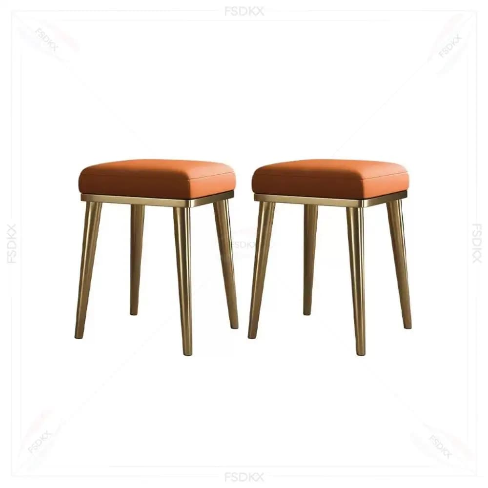 Faux Leather Counter Saddle Bar Stools with Metal Legs,Square Backless Bar Stools Set of 4 for Kitchen Counter