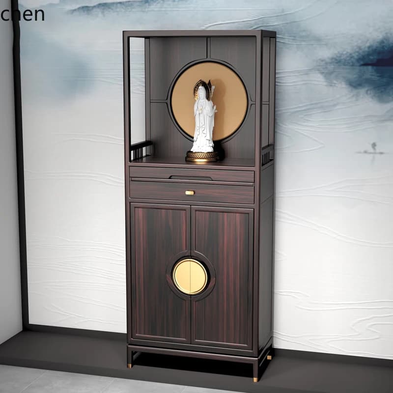 solid wood shrine stand cabinet, black sandalwood cabinet, God of Wealth offering platform shrine cabinet
