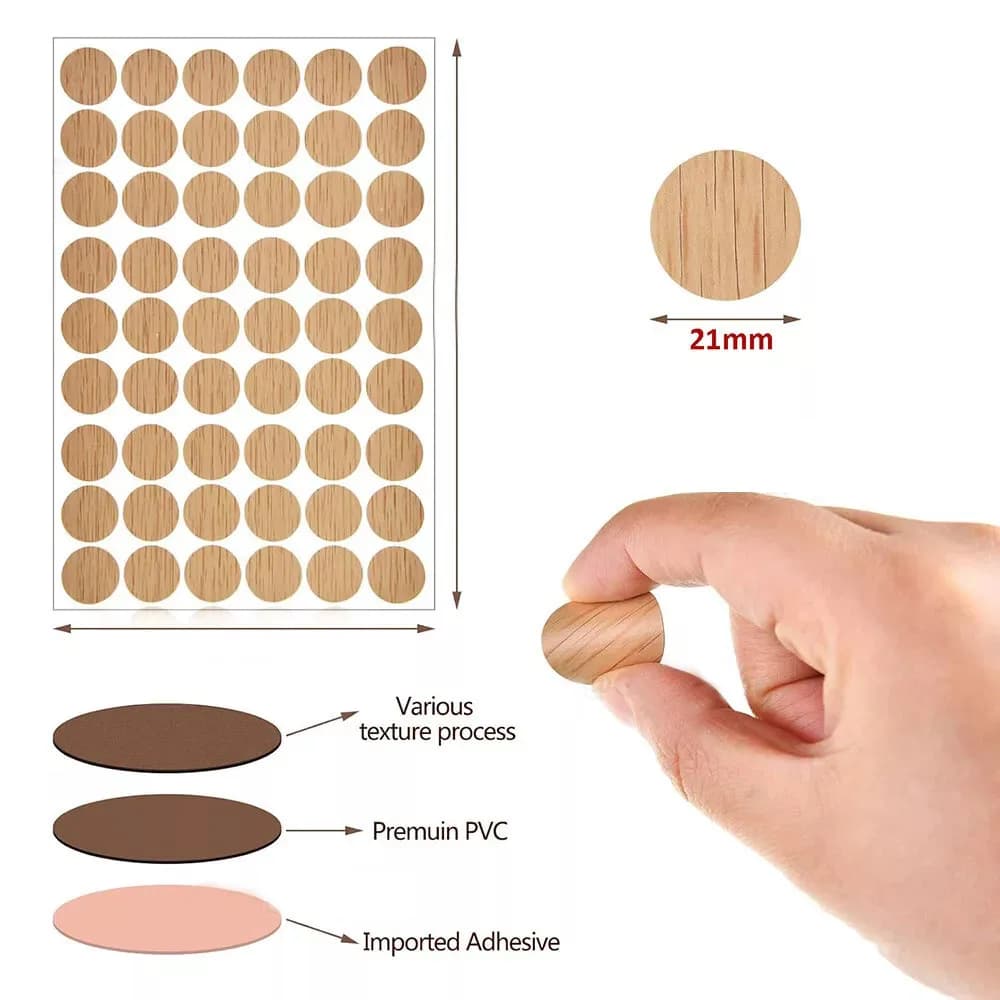 54Pcs Furniture Cabinet Self-adhesive Sealing Stickers Table Screw Hole Decorative Anti-Dust Round Furniture Cover Ugly Stickers