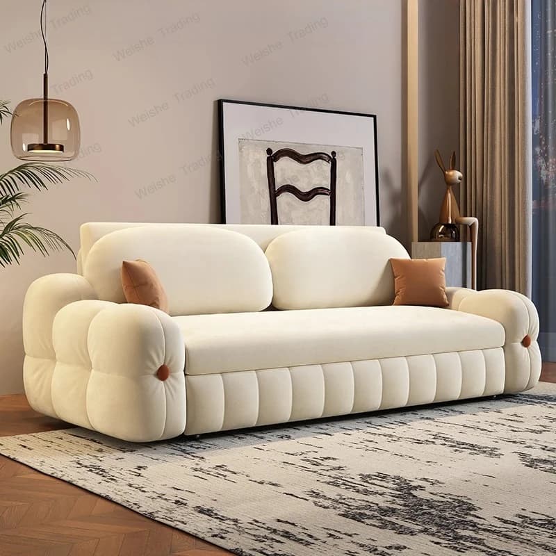 Cream wind sofa bed multi-functional folding integrated dual-purpose new storage double living room small apartment sliding sofa
