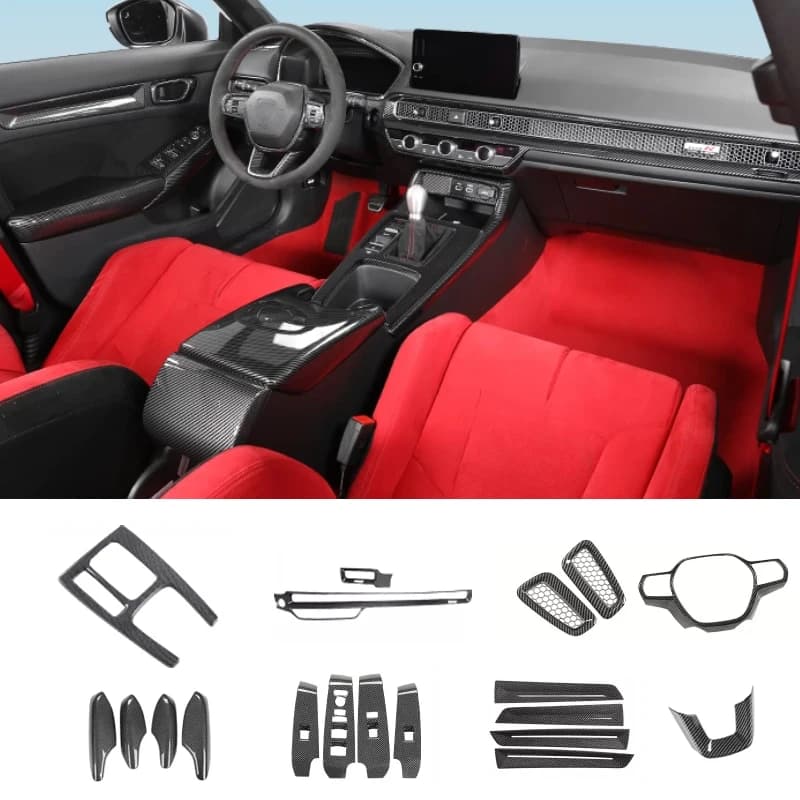 Carber Fiber ABS For Honda Civic Type R FL5 2025 2024 2023 2022 Interior Kit Cover Trim Stickers Car Decorative stickers