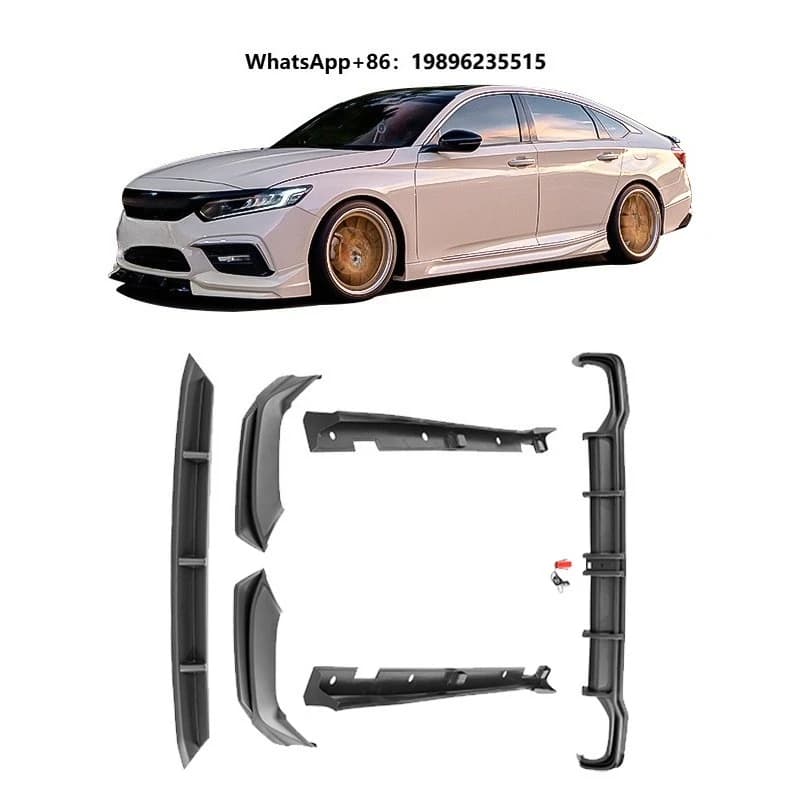2019 for Body Kit Plastic Polished Installation Car Upgrade Accessories Front Bumper Lip & Side Skirt