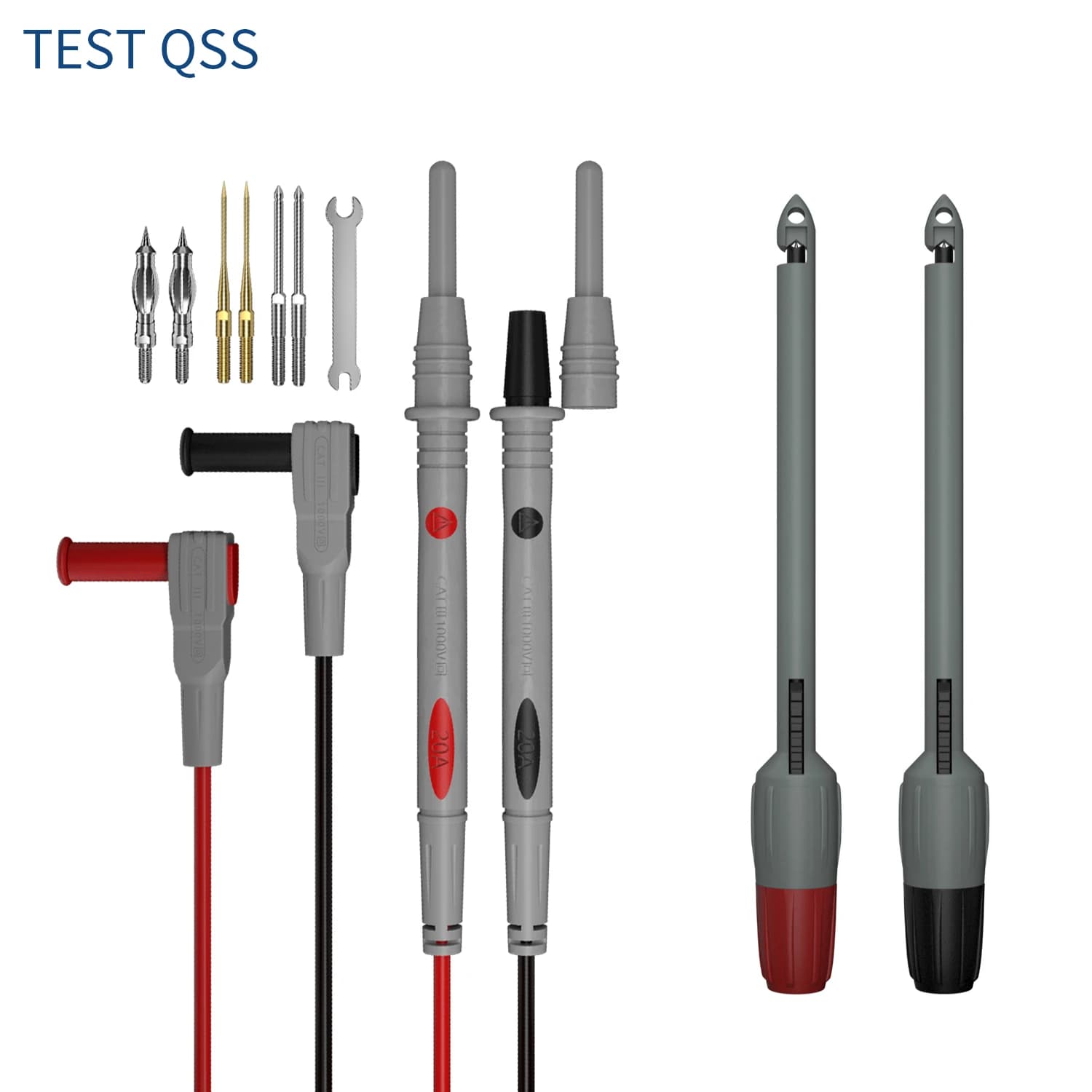 QSS Multimeter Test Lead Kit with Replaceable Precision Sharp Probes with Puncture Wire Piercing Back Probe Electrical Tool