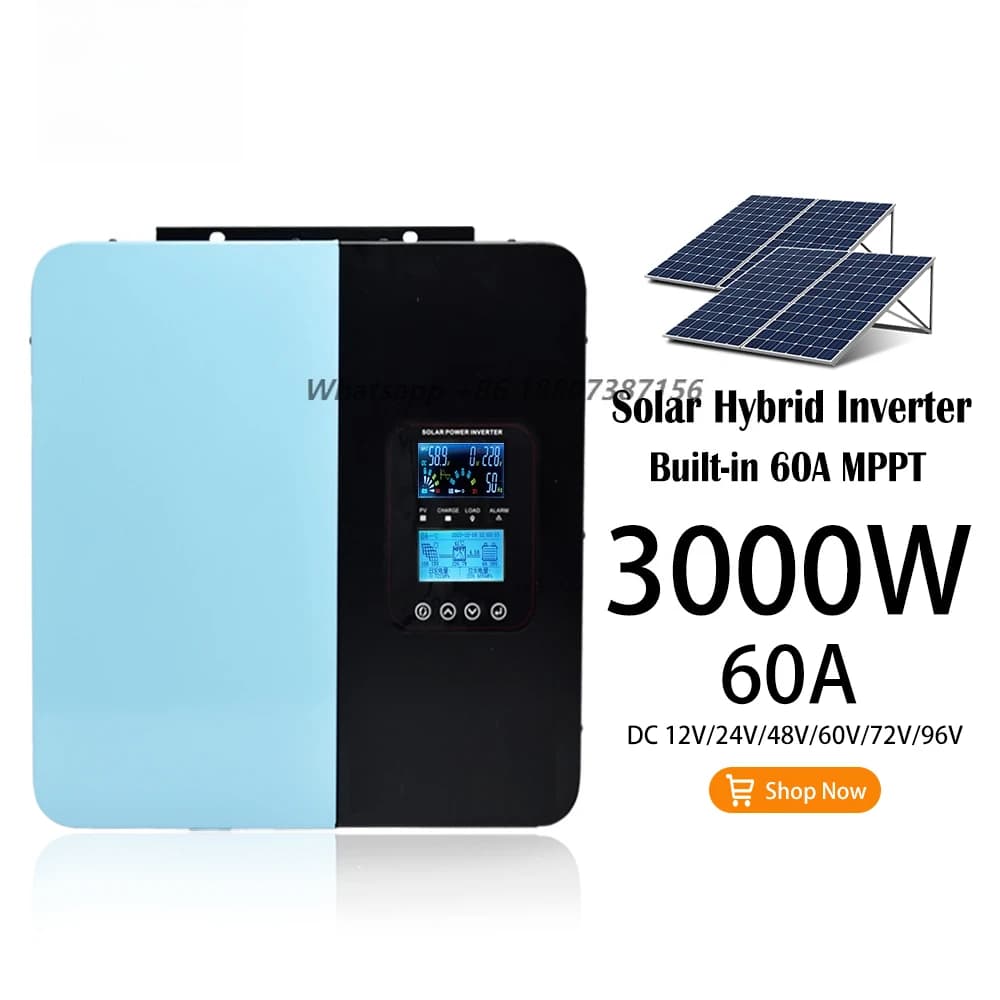 MYAMI 3KW 5KW 48VDC Hybrid Solar Power Inverter Pure Sine Wave Off-grid 220V LCD Display Built-in 60A for Residential Use